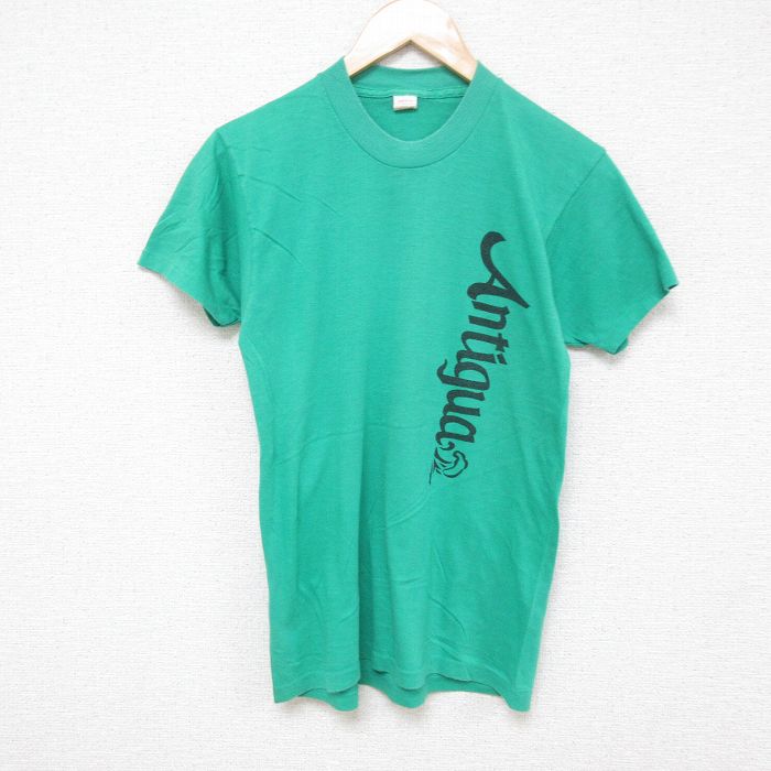 樂天商城 - 【中古】古着 半袖 ビンテージ ヴィンテージTシャツ メンズ 80年代 80s アンティグア クルーネック 丸首 USA製 アメリカ製 緑 グリーン 霜降り Sサイズ 小さいサイズ 中古 | 春夏 夏物 夏服 ヴィンテージTシャツ メンズファッション カットソー ティーシャツ ティ