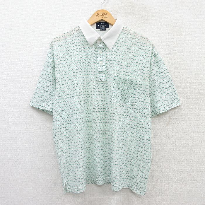 樂天商城 - 【中古】古着 半袖 ポロシャツ メンズ 00年代 00s 総柄 白他 ホワイト XLサイズ 中古 トップス | 春夏 春物 春服 夏物 夏服 カジュアルシャツ メンズファッション 半袖シャツ おしゃれ カジュアル