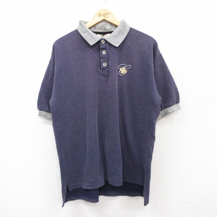 Rakuten - 【中古】古着 90s ポロシャツ メンズ XLサイズ 紫 パープル カナダ製 半袖 リーフ柄 アメカジ ストリート ヴィンテージ カジュアル きれいめ レトロ オールド 25jul02