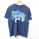 【中古】古着 半袖Tシャツ メンズ アニメ ニンテンドー ポケットモンスター ポケモン ポッチャマ 大きいサイズ 2L LL ビッグシルエット ゆったり ビッグサイズ オーバーサイズ コットン クルーネック 丸首 紺 ネイビー XLサイズ 中古 | 春夏 夏物 夏服 メンズファ