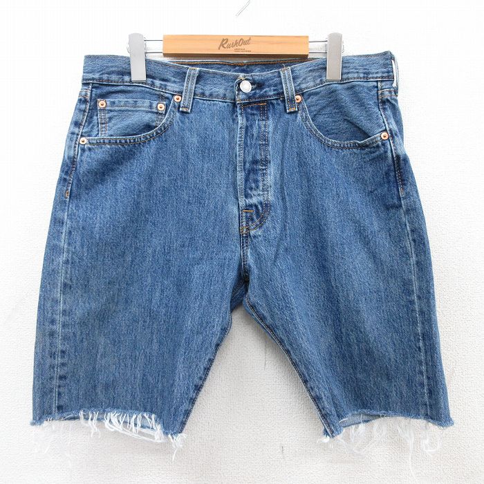 【中古】古着 リーバイス Levis 501 ショートパンツ ショーツ メンズ コットン 紺 ネイビー デニム W33 中古 ボトムス 短パン ショーパン ハーフ | 春夏 春物 春服 夏物 夏服 半ズボン カジュアル メンズファッション ファッション おしゃれ