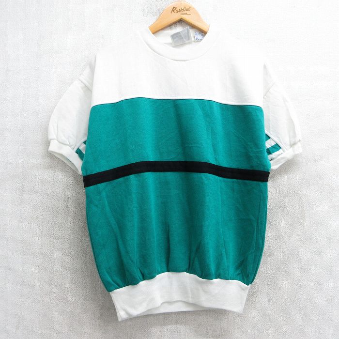 乐天商城 - 【中古】古着 半袖スウェット メンズ 90年代 90s クルーネック 丸首 白他 ホワイト Mサイズ 中古 スエット トレーナー トップス | 春夏 春物 春服 夏物 夏服 メンズファッション カジュアル おしゃれ ファッション