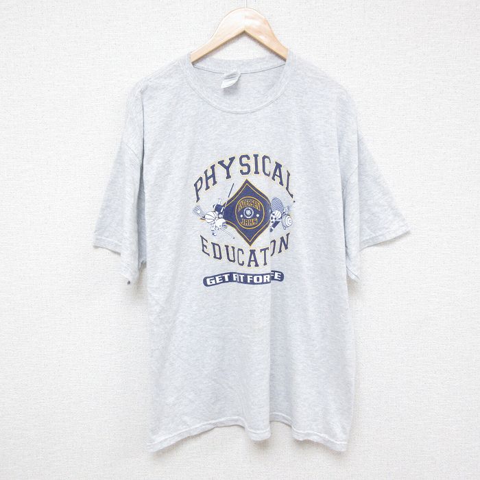乐天商城 - 【中古】古着 半袖Tシャツ メンズ XLサイズ クルーネック 薄グレー 霜降り カジュアル アメカジ ストリート トップス きれいめ ヴィンテージ レトロ オールド 25jul03