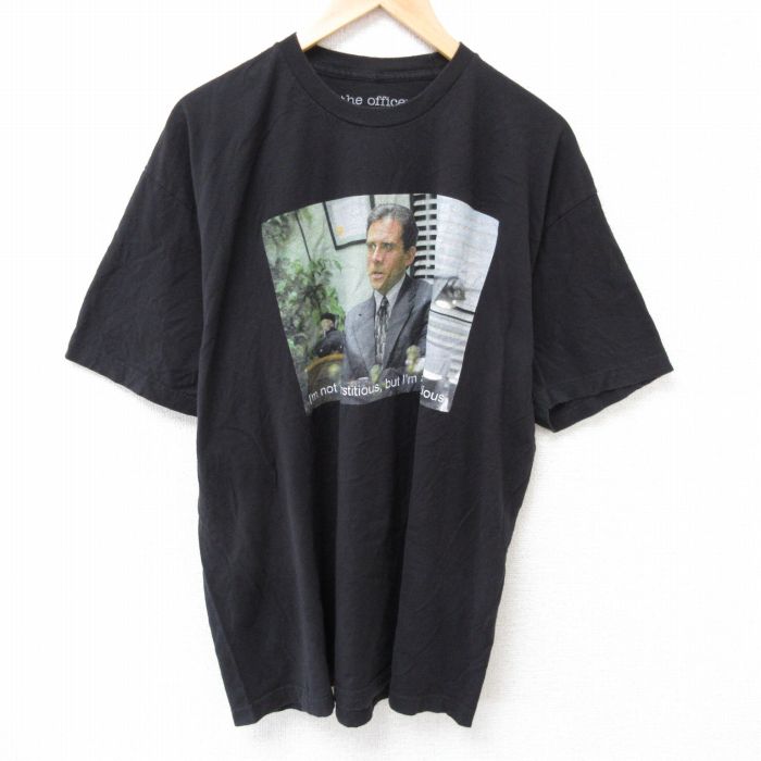 【中古】古着 半袖Tシャツ メンズ ドラマ ジオフィス 大きいサイズ 2L LL ビッグシルエット ゆったり ビッグサイズ オーバーサイズ コットン クルーネック 丸首 黒 ブラック XLサイズ 中古 | 春夏 夏物 夏服 メンズファッション カットソー ティーシャツ ティシャ