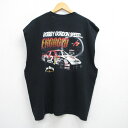 【中古】古着 ノースリーブ ビンテージ ヴィンテージTシャツ メンズ 00年代 00s レーシングカー 大きいサイズ 2L LL ビッグシルエット ゆったり ビッグサイズ オーバーサイズ コットン クルーネック 丸首 黒 ブラック XLサイズ 中古 春夏 夏物 夏服 メンズファッ(4)