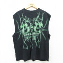 【中古】古着 ノースリーブ ロックTシャツ バンドTシャツ メンズ ビリーアイリッシュ 大きいサイズ 2L LL ビッグシルエット ゆったり ビッグサイズ オーバーサイズ クルーネック 丸首 黒 ブラック 【spe】 XLサイズ 中古 春夏 夏物 夏服 メンズファッション カジ