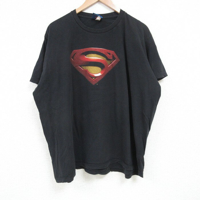 樂天商城 - 【中古】古着 半袖 ビンテージ ヴィンテージTシャツ メンズ 00年代 00s スーパーマン 大きいサイズ 2L LL ビッグシルエット ゆったり ビッグサイズ オーバーサイズ コットン クルーネック 丸首 黒 ブラック XLサイズ 中古 | 春夏 夏物 夏服 ヴィンテージTシャツ