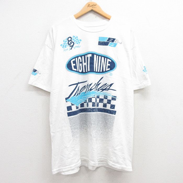 Rakuten - 【中古】古着 EIGHT NINE 半袖Tシャツ メンズ XLサイズ 白 クルーネック 大きいサイズ ビッグシルエット カジュアル ストリート アメカジ きれいめ ヴィンテージ 25jul04