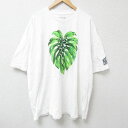 【中古】古着 半袖Tシャツ メンズ 葉 大きいサイズ 2L LL ビッグシルエット ゆったり ビッグサイズ オーバーサイズ クルーネック 丸首 白 ホワイト XLサイズ 中古 | 春夏 夏物 夏服 メンズファッション カットソー ティーシャツ ティシャツ メンズTシャツ 半袖Tシ
