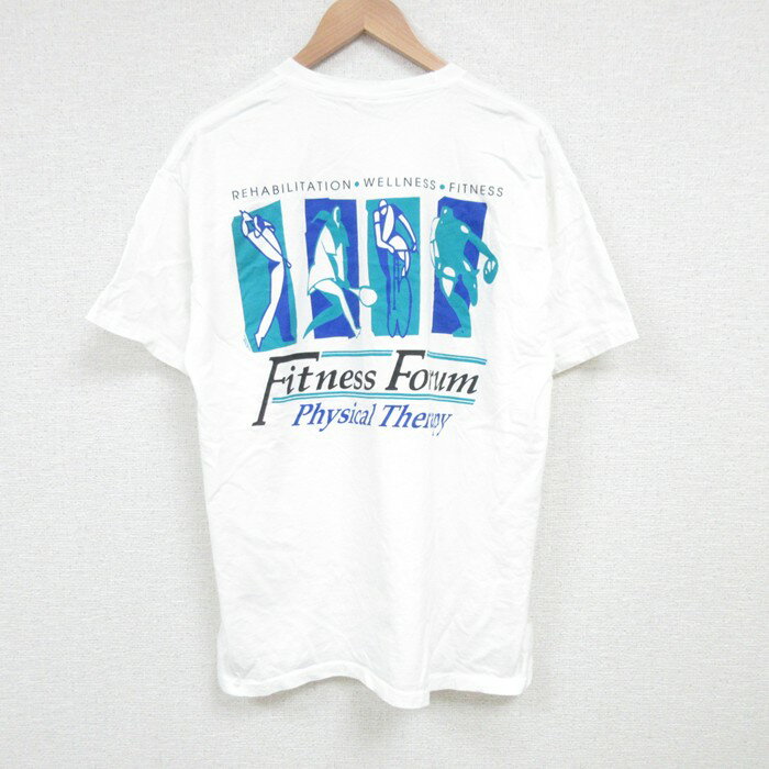 【中古】古着 ヘインズ Hanes 半袖 ビンテージ ヴィンテージTシャツ メンズ 00年代 00s フィットネス コットン クルーネック 丸首 白 ホワイト Lサイズ 中古 | 春夏 夏物 夏服 ヴィンテージTシャツ メンズファッション カットソー ティーシャツ ティシャツ メンズ 2OF