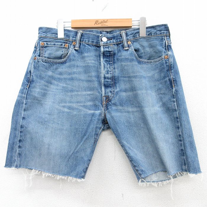 【中古】古着 リーバイス Levis 501 ショートパンツ ショーツ メンズ ヒゲ コットン 紺 ネイビー デニム W34 中古 ボトムス 短パン ショーパン ハーフ | 春夏 春物 春服 夏物 夏服 半ズボン カジュアル メンズファッション ファッション おしゃれ