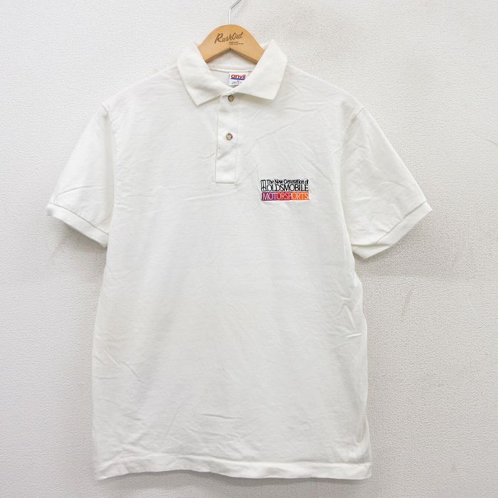 乐天商城 - 【中古】古着 半袖 ポロシャツ メンズ 90年代 90s オールズモビル コットン USA製 アメリカ製 白 ホワイト Mサイズ 中古 トップス | 春夏 春物 春服 夏物 夏服 カジュアルシャツ メンズファッション 半袖シャツ おしゃれ カジュアル