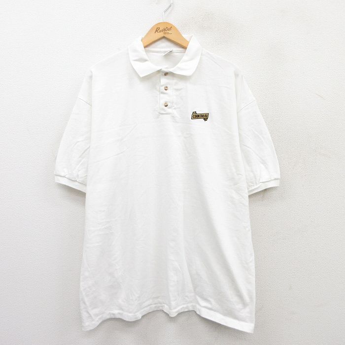 【中古】古着 半袖 ポロシャツ メンズ 90年代 90s コアントロー 大きいサイズ 2L LL ビッグシルエット ゆったり ビッグサイズ オーバーサイズ コットン 白 ホワイト XLサイズ 中古 トップス | 春夏 春物 春服 夏物 夏服 カジュアルシャツ メンズファッション 半袖(4.0)