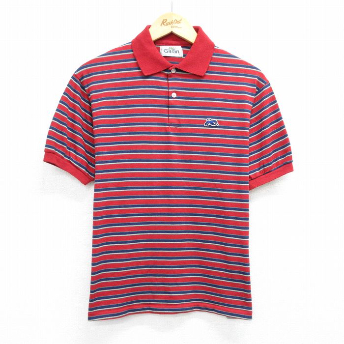 【中古】古着 半袖 ポロシャツ メンズ 80年代 80s USA製 アメリカ製 赤他 レッド ボーダー 【spe】 Lサイズ 中古 トップス | 春夏 春物 春服 夏物 夏服 カジュアルシャツ メンズファッション 半袖シャツ おしゃれ カジュアル 2OF(4.0)