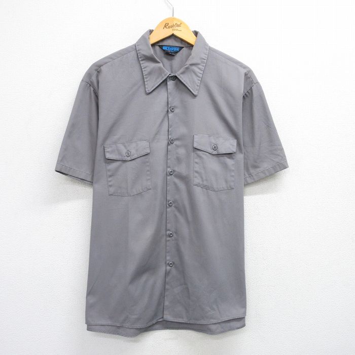 【中古】古着 半袖 ワークシャツ メンズ 90年代 90s グレー XLサイズ 中古 トップス | 春夏 春物 春服 夏物 夏服 カジュアルシャツ メ..