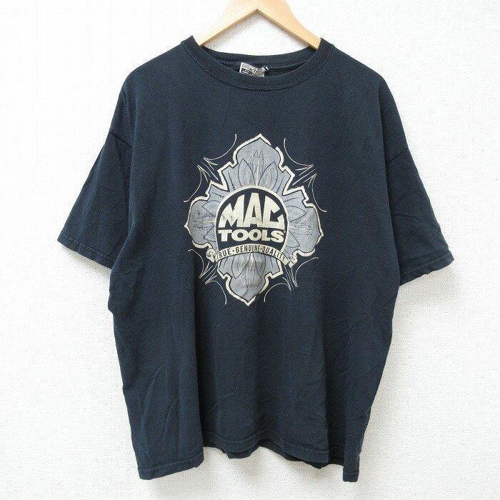 【中古】古着 半袖 ビンテージ ヴィンテージTシャツ メンズ 00年代 00s MAC TOOLS 大きいサイズ 2L LL ビッグシルエット ゆったり ビッグサイズ オーバーサイズ コットン クルーネック 丸首 黒 ブラック XLサイズ 中古 | 春夏 夏物 夏服 ヴィンテージTシャツ メン