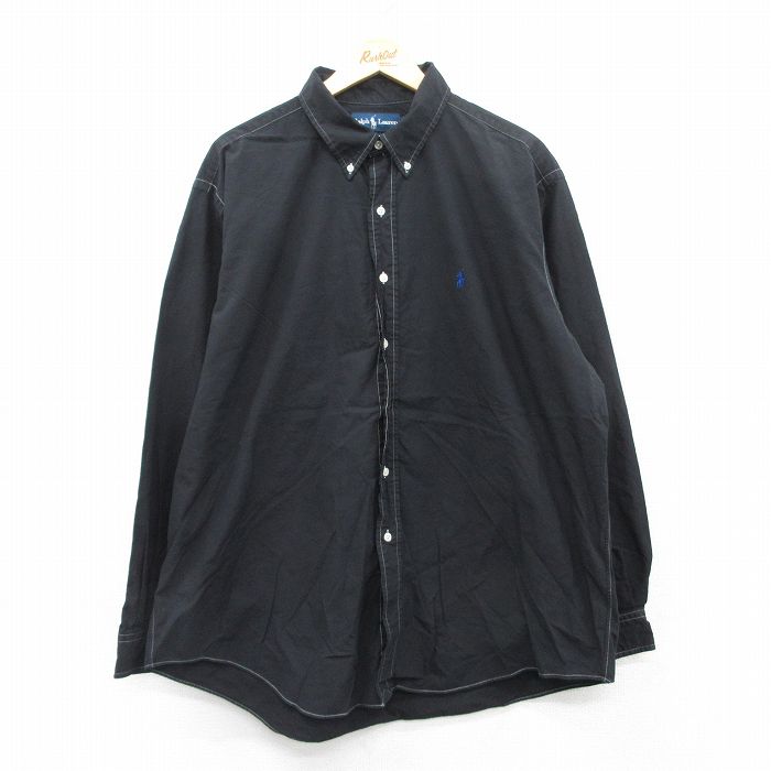 【中古】古着 ラルフローレン Ralph Lauren 長袖 ブランドシャツ メンズ 90年代 90s ワンポイントロゴ 大きいサイズ 2L LL ビッグシル..