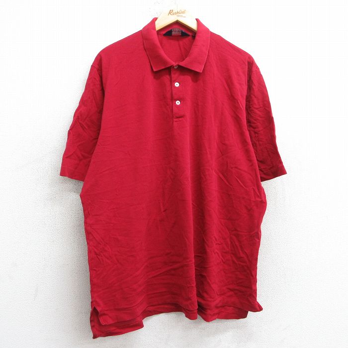 【中古】古着 ラルフローレン Ralph Lauren ポロゴルフ 半袖 ブランド ポロシャツ メンズ 90年代 90s 鹿の子 大きいサイズ 2L LL ビッグシルエット ゆったり ビッグサイズ オーバーサイズ コットン 赤 レッド XLサイズ 中古 トップス | 春夏 春物 春服 夏物 夏服 5OF