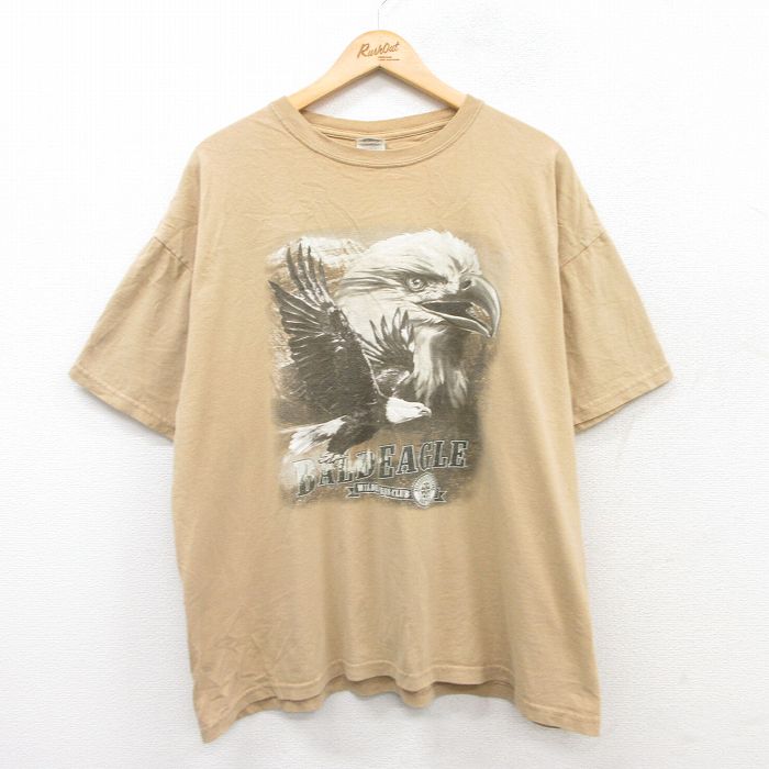 Other - 【中古】古着 00s ヴィンテージTシャツ メンズ XLサイズ ベージュ 鳥プリント コットン クルーネック アメカジ ストリート カジュアル 半袖 きれいめ ヴィンテージ 25jul08