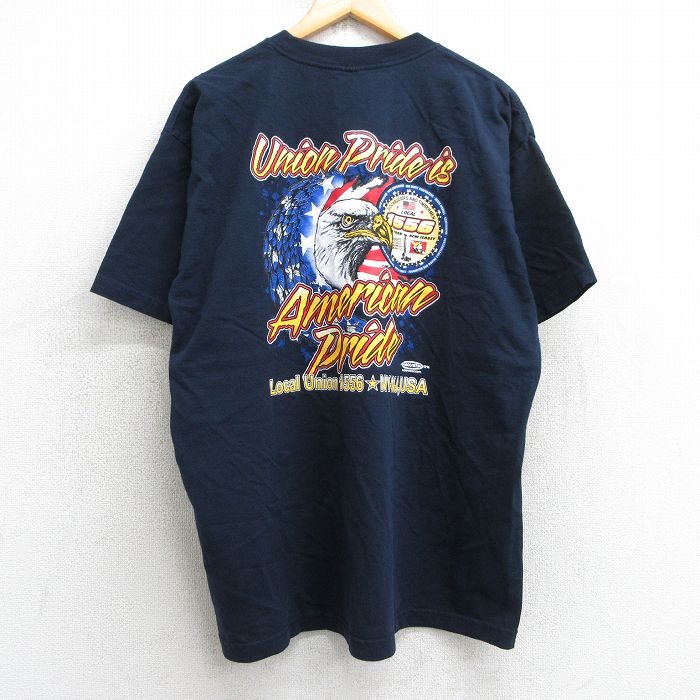 【中古】古着 半袖 ビンテージ ヴィンテージTシャツ メンズ 90年代 90s 鳥 星条旗 コットン クルーネック 丸首 USA製 アメリカ製 黒 ブラック XLサイズ 中古 | 春夏 夏物 夏服 ヴィンテージTシャツ メンズファッション カットソー ティーシャツ ティシャツ メンズ