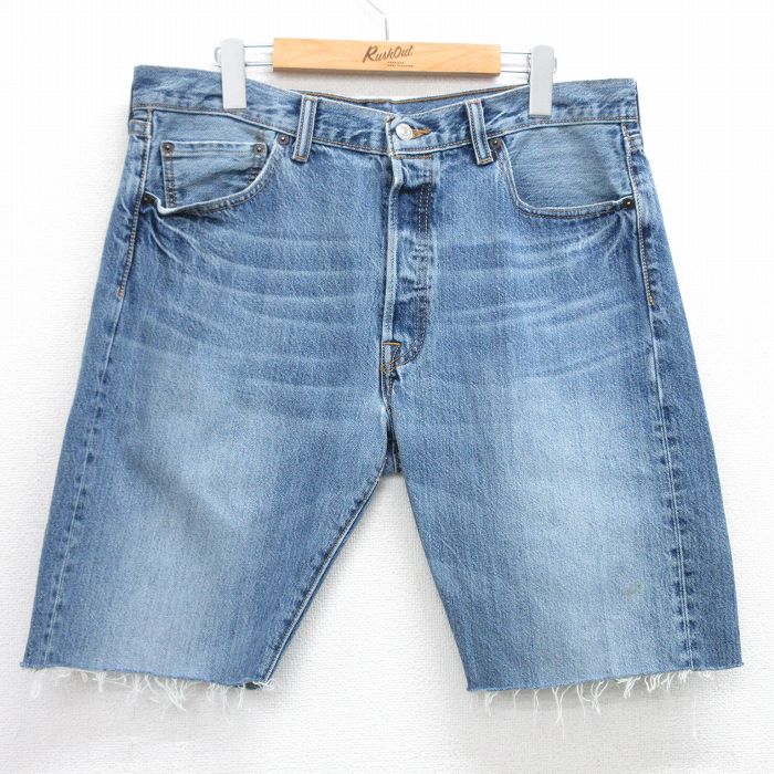 【中古】古着 リーバイス Levis 501 ショートパンツ ショーツ メンズ ヒゲ コットン 紺 ネイビー デニム W34 中古 ボトムス 短パン ショーパン ハーフ | 春夏 春物 春服 夏物 夏服 半ズボン カジュアル メンズファッション ファッション おしゃれ