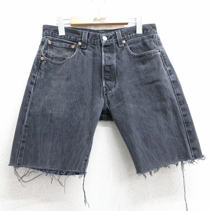 【中古】古着 リーバイス 501 デニムショートパンツ メンズ ブラック W32 コットン ハーフパンツ カジュアル 春夏 アメカジ ストリート きれいめ ヴィンテージ レトロ オールド