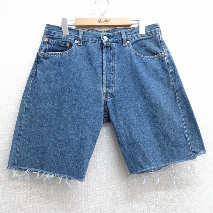 【中古】古着 リーバイス Levis 501 ショートパンツ ショーツ メンズ コットン 紺 ネイビー デニム W33 中古 ボトムス 短パン ショーパン ハーフ | 春夏 春物 春服 夏物 夏服 半ズボン カジュアル メンズファッション ファッション おしゃれ