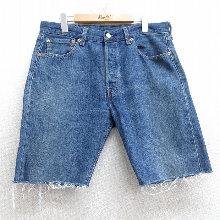 【中古】古着 リーバイス Levis 501 ショートパンツ ショーツ メンズ ヒゲ コットン 紺 ネイビー デニム W34 中古 ボトムス 短パン ショーパン ハーフ | 春夏 春物 春服 夏物 夏服 半ズボン カジュアル メンズファッション ファッション おしゃれ