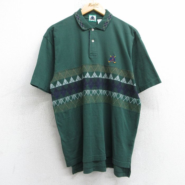 Rakuten - 【中古】古着 IZOD 90s 半袖ポロシャツ メンズ Lサイズ ワンポイントロゴ 緑 グリーン コットン カジュアル アメカジ ストリート きれいめ ヴィンテージ レトロ オールド
