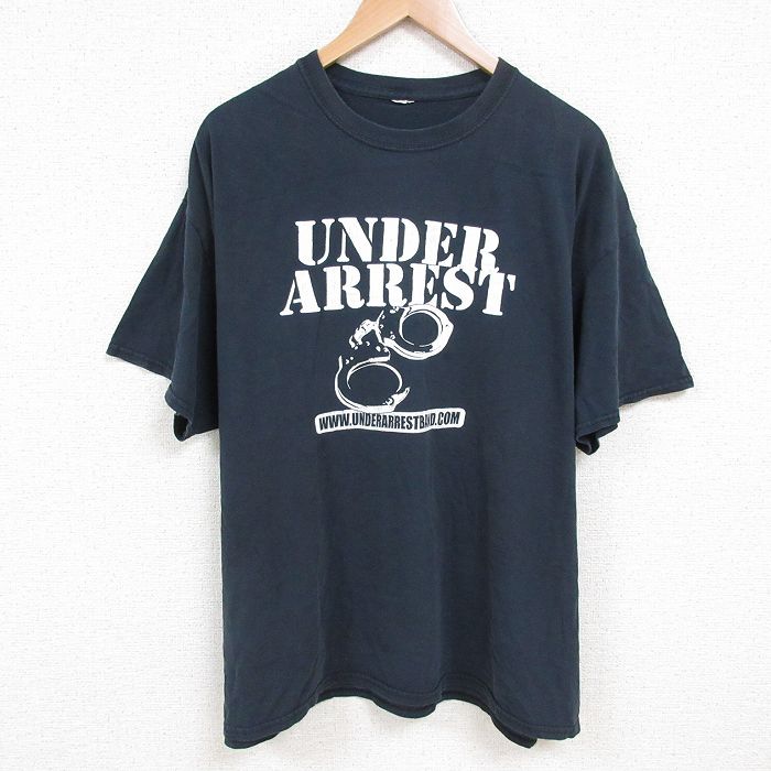 【中古】古着 半袖Tシャツ メンズ 手錠 大きいサイズ 2L LL ビッグシルエット ゆったり ビッグサイズ オーバーサイズ クルーネック 丸首 濃紺 ネイビー XLサイズ 中古 | 春夏 夏物 夏服 メンズファッション カットソー ティーシャツ ティシャツ メンズTシャツ 半