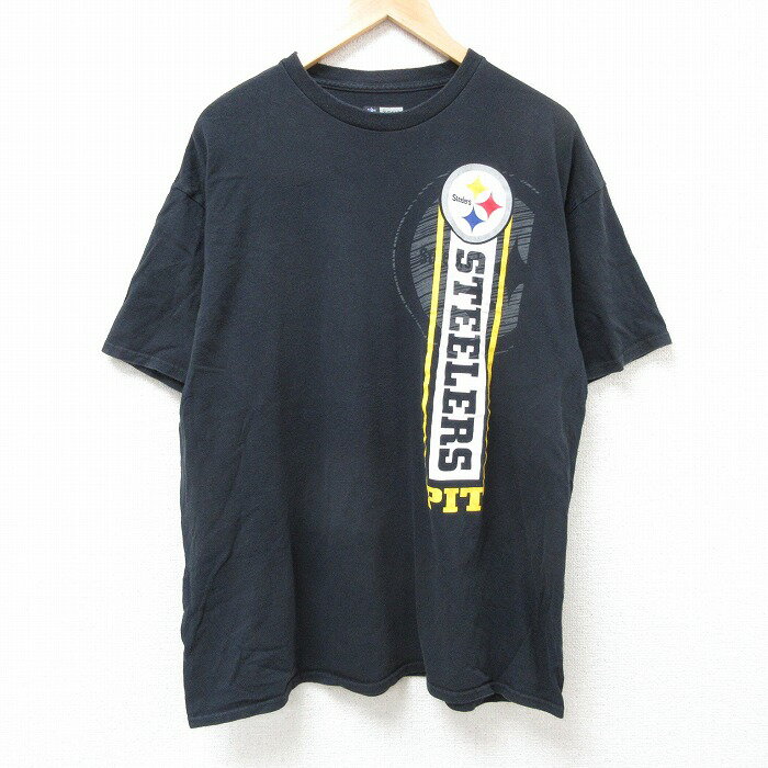 乐天商城 - 【中古】古着 NFL ピッツバーグスティーラーズ 半袖Tシャツ メンズ XLサイズ 黒 クルーネック アメフト スポーツプリント アメカジ ストリート スポーツミックス カジュアル 25jul09 5OF