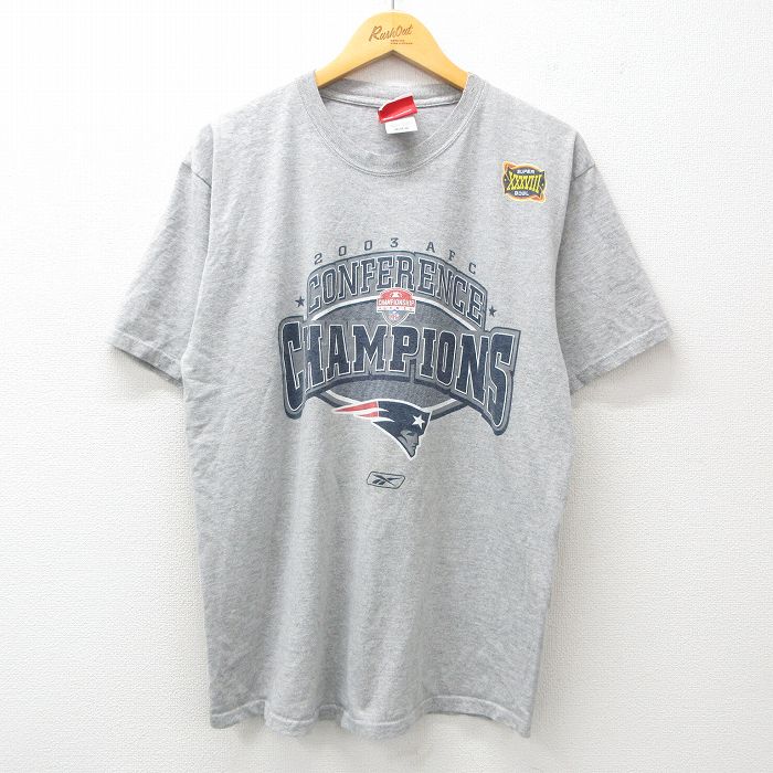 Rakuten - 【中古】古着 リーボック 00s NFL ニューイングランドペイトリオッツ Tシャツ メンズ Lサイズ グレー 霜降り クルーネック アメフト スーパーボウル ヴィンテージ アメカジ ストリート 25jul09 5OF