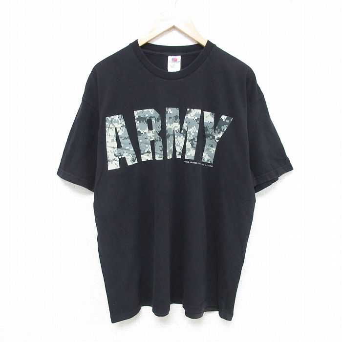 樂天商城 - 【中古】古着 半袖 ビンテージ ヴィンテージTシャツ メンズ 00年代 00s ミリタリー アーミー ARMY コットン クルーネック 丸首 USA製 アメリカ製 黒 ブラック XLサイズ 中古 | 春夏 夏物 夏服 ヴィンテージTシャツ メンズファッション カットソー ティーシャツ テ