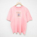 【中古】古着 半袖 ビンテージ ヴィンテージTシャツ メンズ 00年代 00s TN 花 刺繍 クルーネック 丸首 ピンク XLサイズ 中古 | 春夏 夏物 夏服 ヴィンテージTシャツ メンズファッション カットソー ティーシャツ ティシャツ メンズTシャツ 半袖Tシャツ 半袖ティー(4)