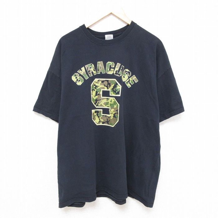 乐天商城 - 【中古】古着 半袖 ビンテージ ヴィンテージTシャツ メンズ 00年代 00s シラギュース 大きいサイズ 2L LL ビッグシルエット ゆったり ビッグサイズ オーバーサイズ コットン クルーネック 丸首 黒 ブラック XLサイズ 中古 | 春夏 夏物 夏服 ヴィンテージTシャツ