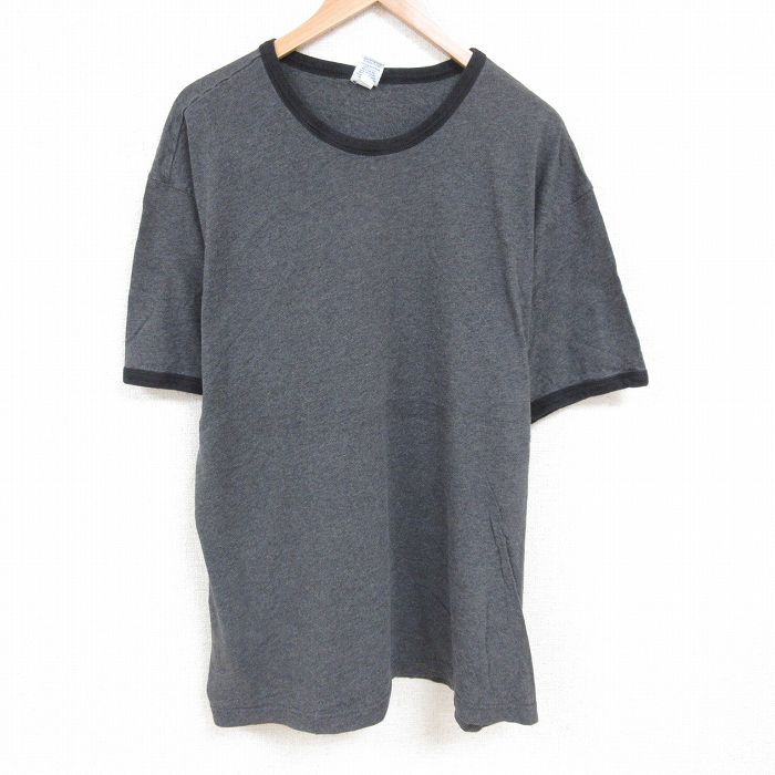 乐天商城 - 【中古】古着 オールドネイビー 半袖 ビンテージ ヴィンテージTシャツ メンズ 00年代 00s 無地 大きいサイズ 2L LL ビッグシルエット ゆったり ビッグサイズ オーバーサイズ コットン クルーネック 丸首 グレー 霜降り リンガー XLサイズ 中古 | 春夏 夏物 夏服