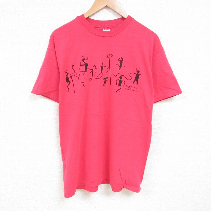 樂天商城 - 【中古】古着 ヘインズ Hanes 半袖 ビンテージ ヴィンテージTシャツ メンズ 90年代 90s 民族 コットン クルーネック 丸首 USA製 アメリカ製 赤 レッド XLサイズ 中古 | 春夏 夏物 夏服 ヴィンテージTシャツ メンズファッション カットソー ティーシャツ ティシャ