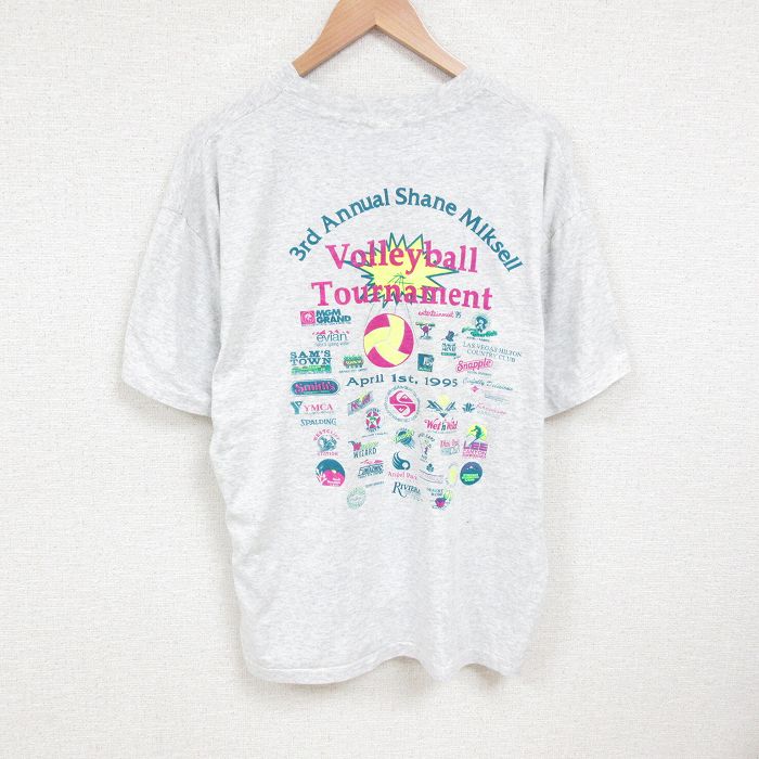 乐天商城 - 【中古】古着 ヘインズ Hanes 半袖 ビンテージ ヴィンテージTシャツ メンズ 90年代 90s バレーボール 企業広告 大きいサイズ 2L LL ビッグシルエット ゆったり ビッグサイズ オーバーサイズ クルーネック 丸首 USA製 アメリカ製 グレー 霜降り XLサイズ 中古 | 春
