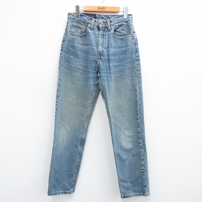 【中古】古着 リーバイス Levis 555 ジーンズ メンズ 90年代 90s ヒゲ コットン USA製 アメリカ製 薄紺 ネイビー デニム 【spe】 W29 中古 ボトムス ジーパン Gパン ロングパンツ | 春夏 春物 春服 秋冬 秋物 秋服 長ズボン カジュアル メンズファッション ファッ