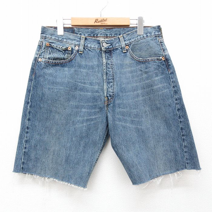 【中古】古着 リーバイス Levis 501 ショートパンツ ショーツ メンズ ヒゲ コットン 紺 ネイビー デニム W33 中古 ボトムス 短パン ショーパン ハーフ | 春夏 春物 春服 夏物 夏服 半ズボン カジュアル メンズファッション ファッション おしゃれ