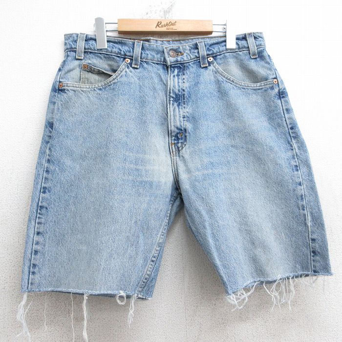 【中古】古着 リーバイス Levis 505 ショートパンツ ショーツ メンズ 00年代 00s ヒゲ コットン 薄紺 ネイビー デニム 【spe】 W34 中古 ボトムス 短パン ショーパン ハーフ | 春夏 春物 春服 夏物 夏服 半ズボン カジュアル メンズファッション ファッション お