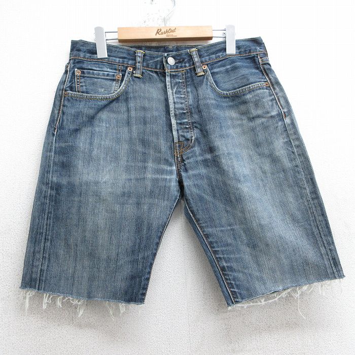 【中古】古着 リーバイス Levis 501 ショートパンツ ショーツ メンズ ヒゲ コットン 紺 ネイビー デニム W33 中古 ボトムス 短パン ショーパン ハーフ | 春夏 春物 春服 夏物 夏服 半ズボン カジュアル メンズファッション ファッション おしゃれ