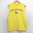 【中古】古着 ノースリーブ ビンテージ ヴィンテージTシャツ メンズ 00年代 00s サンアントニオ クルーネック 丸首 黄色 イエロー Sサイズ 小さいサイズ 中古 春夏 夏物 夏服 メンズファッション カジュアル おしゃれ
