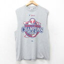 【中古】古着 マジェスティック ノースリーブ ビンテージ ヴィンテージTシャツ メンズ 00年代 00s MLB フィラデルフィアフィリーズ ワールドシリーズ ...