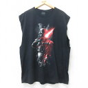 【中古】古着 ノースリーブTシャツ メンズ スターウォーズ STAR WARS ダースベイダー 大きいサイズ 2L LL ビッグシルエット ゆったり ビッグサイズ オーバーサイズ コットン クルーネック 丸首 黒 ブラック XLサイズ 中古 春夏 夏物 夏服 メンズファッション カジ