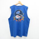【中古】古着 ノースリーブTシャツ メンズ NASCAR レーシングカー クルーネック 丸首 青 ブルー XLサイズ 中古 春夏 夏物 夏服 メンズファッション カジュアル おしゃれ