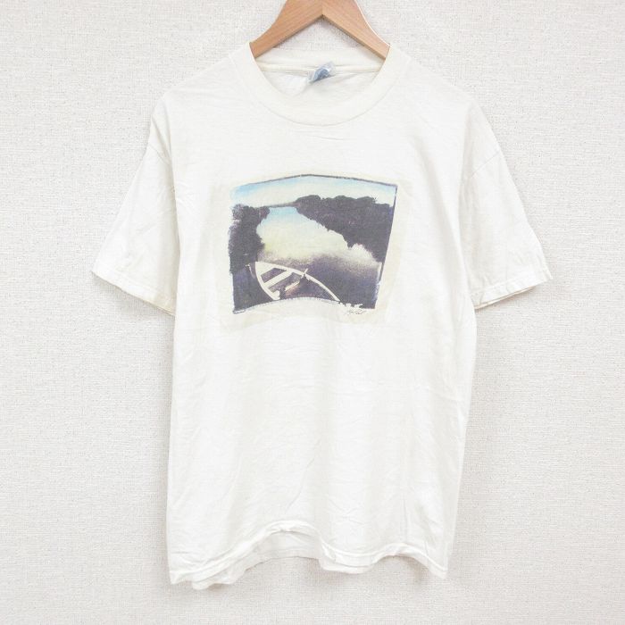【中古】古着 ヘインズ 00s ヴィンテージTシャツ メンズ XLサイズ 白 Hanes コットン クルーネック 夏物 アメカジ ストリート カジュアル きれいめ レトロ オールド 5OF