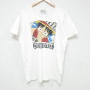 【中古】古着 半袖Tシャツ メンズ アニメワンピース ルフィ クルーネック 丸首 白 ホワイト Lサイズ 中古 | 春夏 夏物 夏服 ヴィンテージTシャツ メンズファッション カットソー ティーシャツ ティシャツ メンズTシャツ 半袖Tシャツ 半袖ティーシャツ カジュアルT