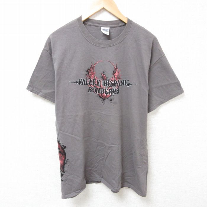 樂天商城 - 【中古】古着 半袖 ビンテージ ヴィンテージTシャツ メンズ 00年代 00s VALLEY コットン クルーネック 丸首 濃グレー Lサイズ 中古 | 春夏 夏物 夏服 ヴィンテージTシャツ メンズファッション カットソー ティーシャツ ティシャツ メンズTシャツ 半袖Tシャツ 半袖