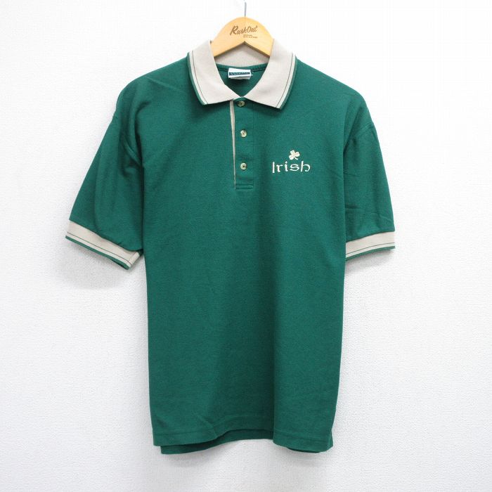 樂天商城 - 【中古】古着 半袖 ポロシャツ メンズ 90年代 90s アイリッシュ 鹿の子 USA製 アメリカ製 緑他 グリーン Lサイズ 中古 トップス | 春夏 春物 春服 夏物 夏服 カジュアルシャツ メンズファッション 半袖シャツ おしゃれ カジュアル